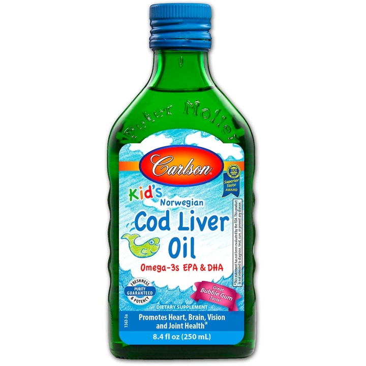 Carlson Kid's Norwegian Cod Liver Oil- Bubble Gum, 250ml.