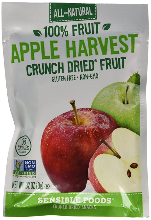 Sensible Foods All-Natural 100% Fruit Apple Harvest Crunch Dried Fruit, 9g.