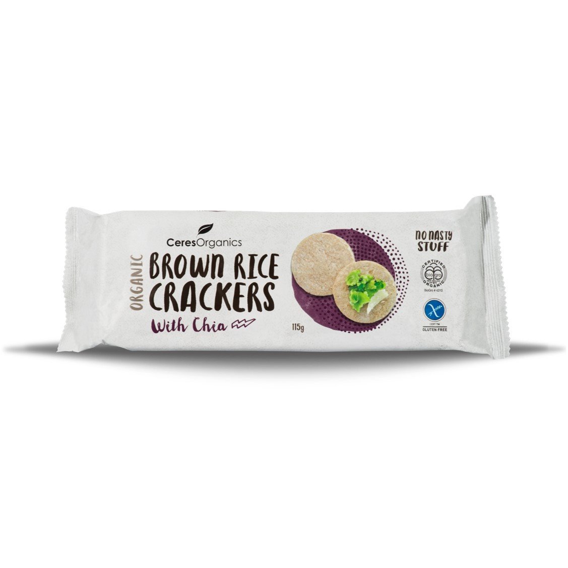 Ceres Organics Brown Rice Crackers - with Chia, 115 g
