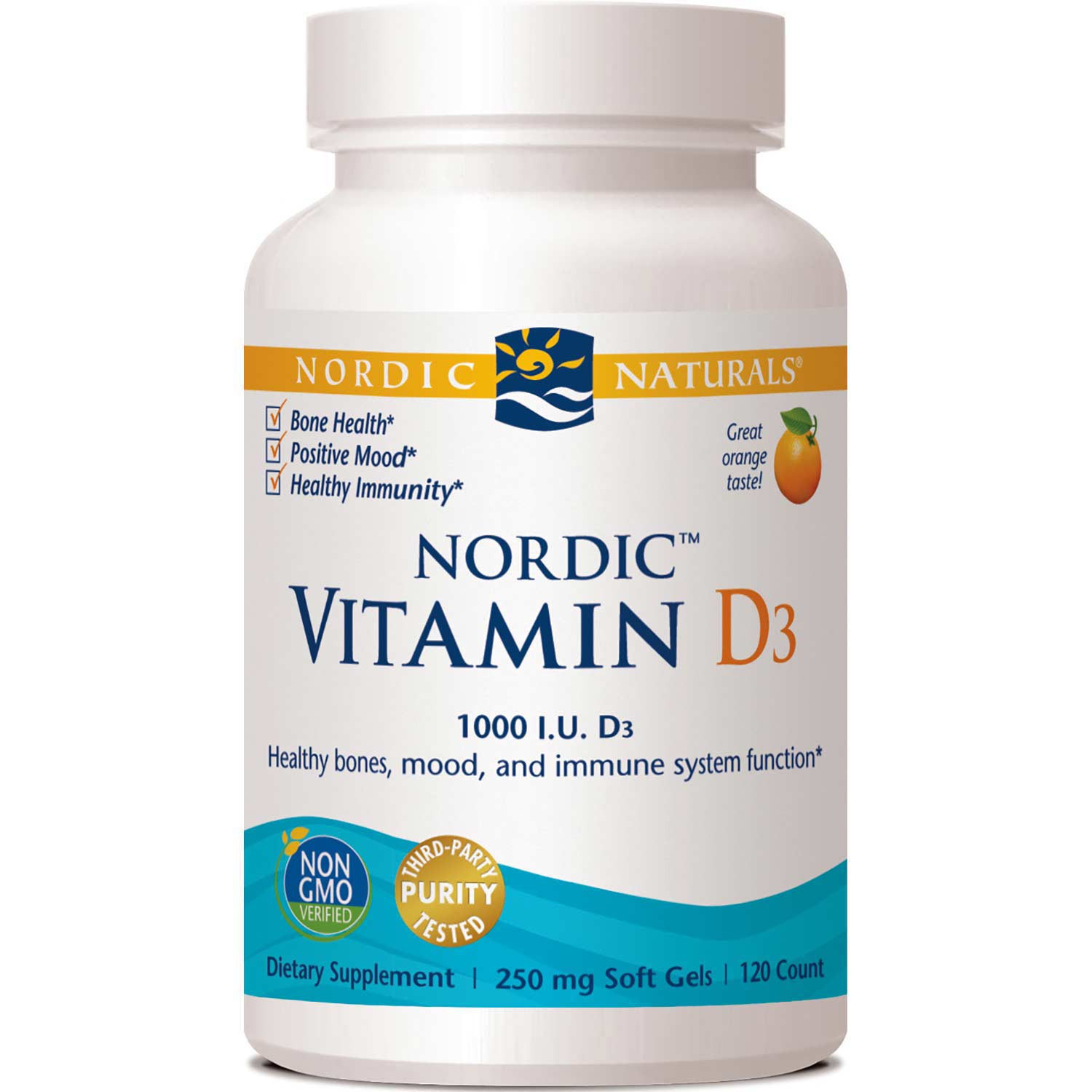 Nordic Naturals Nordic Vitamin D3 1000 IU - Orange, 120 sgls