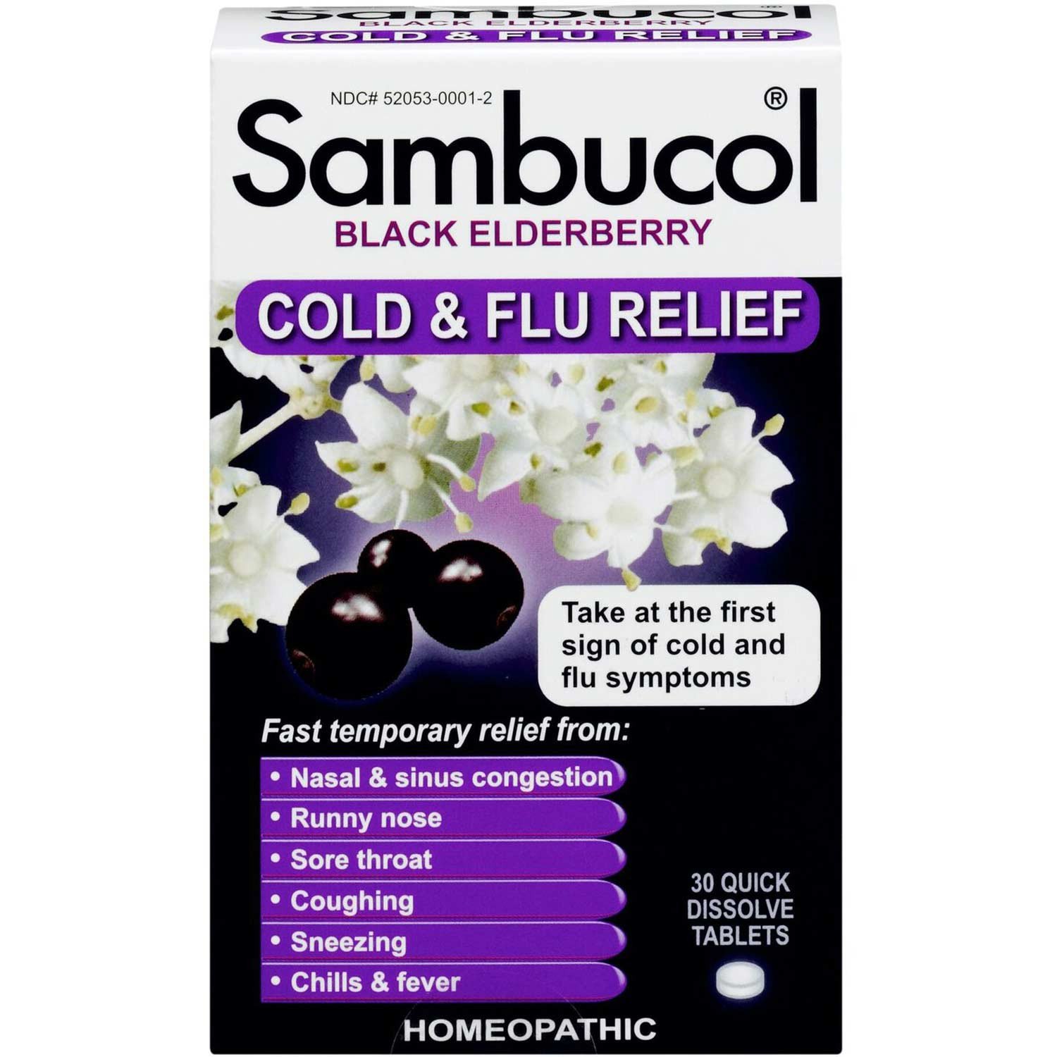 Sambucol Black Elderberry Cold & Flu Relief (US Version), 30 tabs