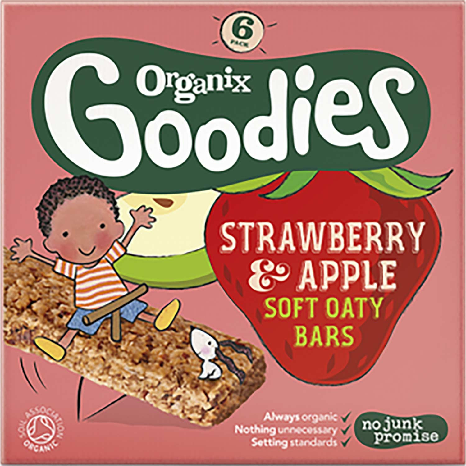 Organix Goodies Organic Soft Oaty Bars - Strawberry & Apple, 6 x 30 g
